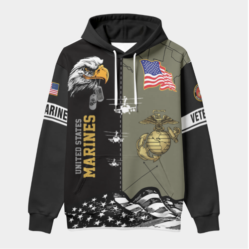 New Release U.S. Veterans Premium Hoodie Shirt All Over Prints Gift Loves - Logo of the military branch can be customized.