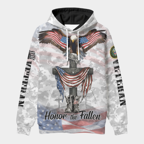 New Release U.S. Veterans Premium Hoodie Shirt All Over Prints Gift Loves - Logo of the military branch can be customized.