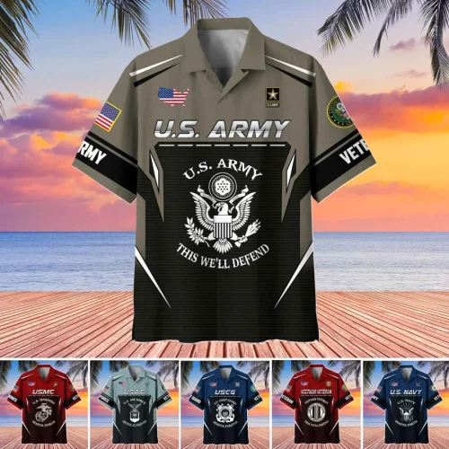 Premium US Veterans Hawaiian Shirt, Gifts For US Veterans, Gifts For Veterans Day, Father's Day, Memorial Day