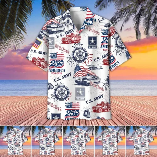 Premium America 250th Anniversary US Veterans Hawaiian Shirt, Gifts for U.S. Veterans, Gifts for Independence Day