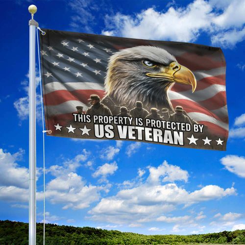 Premium This Property Is Protected By US Veterans Flag, Gift For US Veteran Grommet Flag VPVC103701