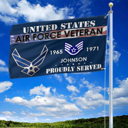 Premium USAF Grommet Flag VPVC109412, Custom Name, Rank, Year, Gifts For Air Force Veteran, Best Gifts On Father's Day, Armed Forces Day, Independence Day, Veterans Day.