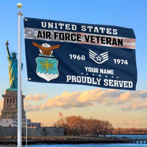 Premium USAF Grommet Flag VPVC105512, Custom Name, Rank, Year, Gifts For Air Force Veteran, Best Gifts On Father's Day, Armed Forces Day, Independence Day, Veterans Day.