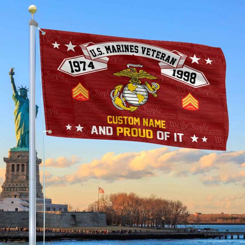 Unique Custom Name, Rank, Year USMC Grommet Flag VPVC107003, Gifts For Marine Veteran, Gifts For Dad, For Husband, Best Gifts On Father's Day, Independence Day, Veterans Day.