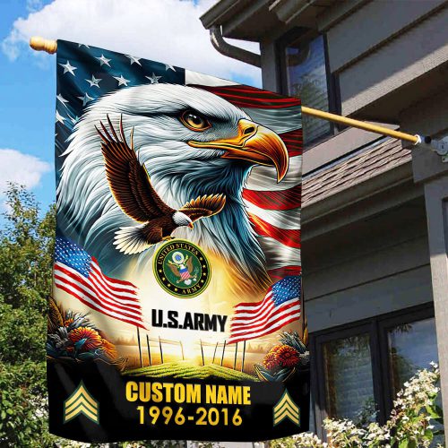 Premium Custom Name, Rank US Army Flag VPVC110201, Gift For Army Veteran, American Flag, Patriotic Flag, Garden Flag, House Flag, Best Gifts On Father's Day, Independence Day, Veterans Day.