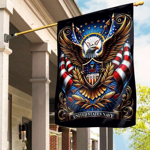 US Navy Flag VPVC110402, Custom Name, Rank, Year, Gift For Navy Veteran, American Flag, Patriotic Flag, Garden Flag, House Flag, Best Gifts On Father's Day, Independence Day, Veterans Day.