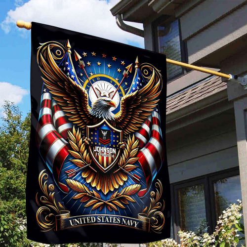 US Navy Flag VPVC110402, Custom Name, Rank, Year, Gift For Navy Veteran, American Flag, Patriotic Flag, Garden Flag, House Flag, Best Gifts On Father's Day, Independence Day, Veterans Day.