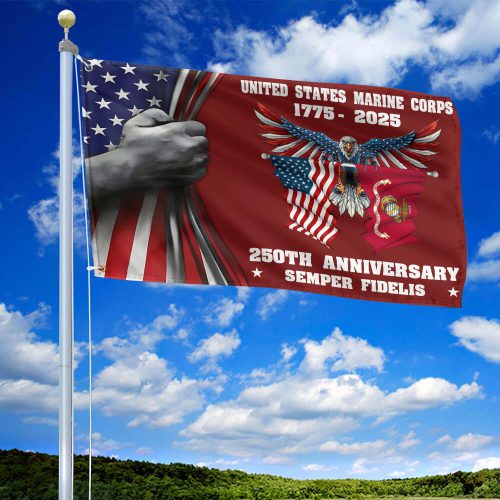 Premium USMC Grommet Flag VPVC120011, 250th Anniversary Marine Corps Flag, Gifts For Marine Veteran, Best Gifts On Father's Day, Veterans Day.