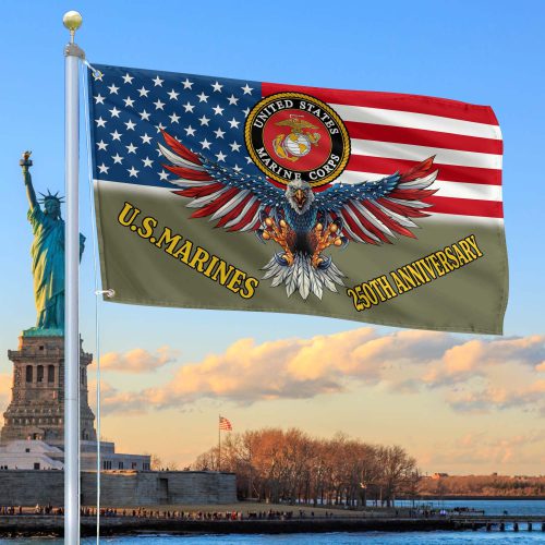 Premium USMC Grommet Flag VPVC120022, 250th Anniversary Marine Corps Flag, Gifts For Marine Veteran, Best Gifts On Father's Day, Veterans Day.