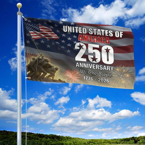 Premium America 250th Anniversary Grommet Flag VPVC120093, America 250th Flag, America 250th Birthday, Best Gifts On Independence Day, Veterans Day.