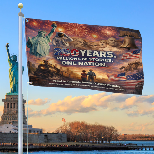 Premium America 250th Anniversary Grommet Flag VPVC120113, America 250th Flag, America 250th Birthday, Best Gifts On Independence Day, Veterans Day.