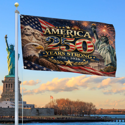 Premium America 250th Anniversary Grommet Flag VPVC120137, America 250th Flag, America 250th Birthday, Best Gifts On Independence Day, Veterans Day.