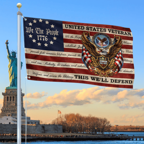 Premium Custom US Veteran Grommet Flag VPVC120153, Gifts For US Veteran, Best Gifts On Independence Day, Veterans Day.