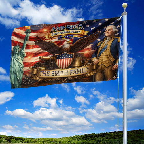 Premium Custom America 250th Anniversary Grommet Flag VPVC120155, America 250th Flag, America 250th Birthday, Best Gifts On Independence Day, Veterans Day.