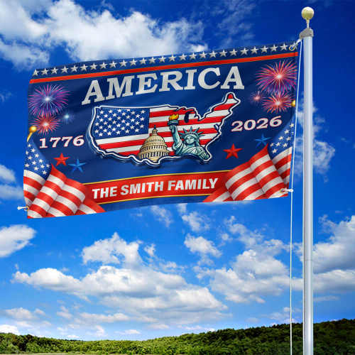 Premium Custom America 250th Anniversary Grommet Flag VPVC120156, America 250th Flag, America 250th Birthday, Best Gifts On Independence Day, Veterans Day.