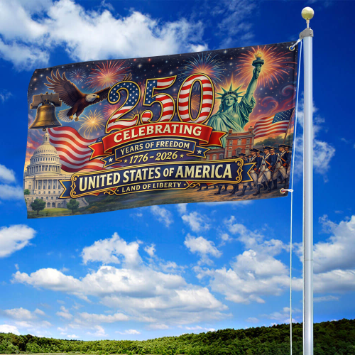 Premium America 250th Anniversary Grommet Flag VPVC120158, America 250th Flag, America 250th Birthday, Best Gifts On Independence Day, Veterans Day.