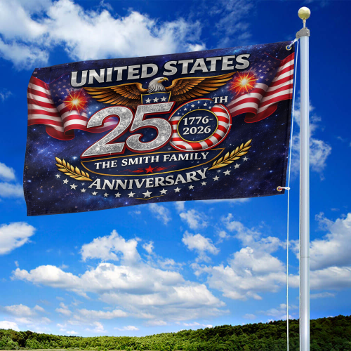 Premium Custom America 250th Anniversary Grommet Flag VPVC120159, America 250th Flag, America 250th Birthday, Best Gifts On Independence Day, Veterans Day.