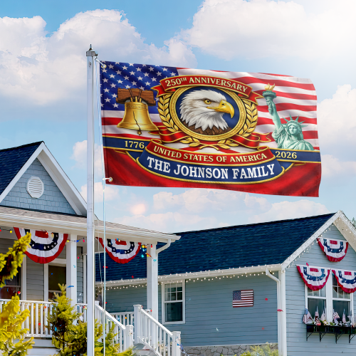 Premium Custom America 250th Anniversary Grommet Flag VPVC120162, America 250th Flag, America 250th Birthday, Best Gifts On Independence Day, Veterans Day.
