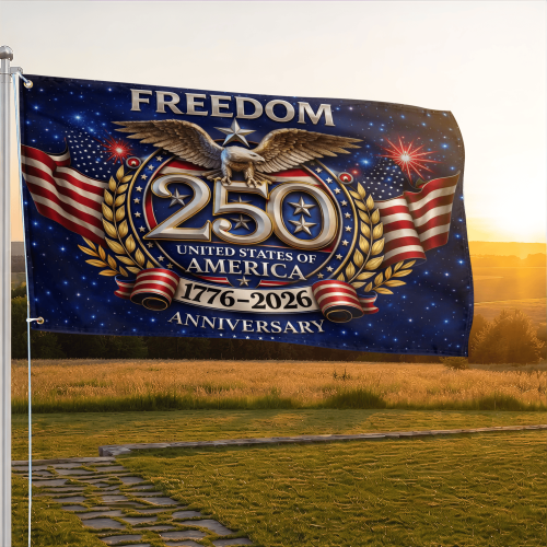 Premium America 250th Anniversary Grommet Flag VPVC120169, America 250th Flag, America 250th Birthday, Best Gifts On Independence Day, Veterans Day.