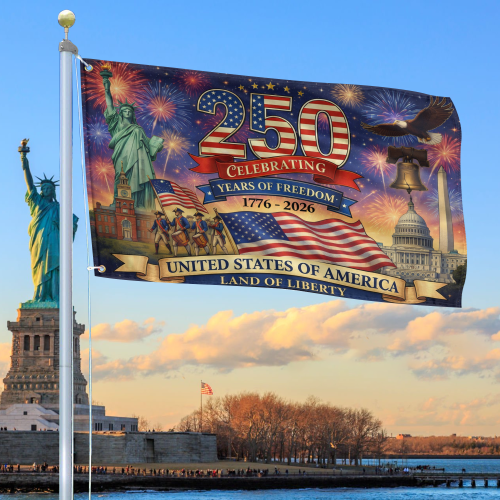 Premium America 250th Anniversary Grommet Flag VPVC120175, America 250th Flag, America 250th Birthday, Best Gifts On Independence Day, Veterans Day.