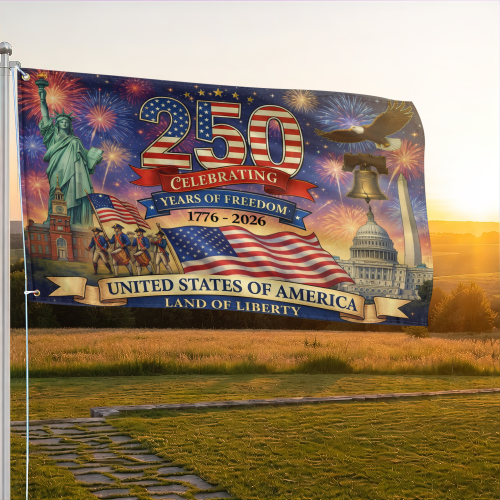 Premium America 250th Anniversary Grommet Flag VPVC120175, America 250th Flag, America 250th Birthday, Best Gifts On Independence Day, Veterans Day.