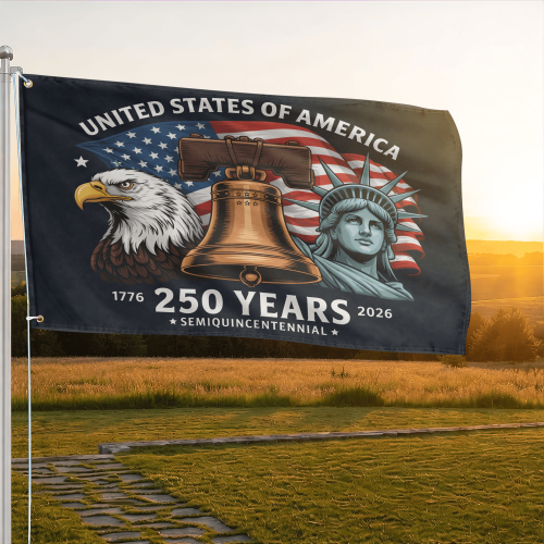 Premium America 250th Anniversary Grommet Flag VPVC120177, America 250th Flag, America 250th Birthday, Best Gifts On Independence Day, Veterans Day.
