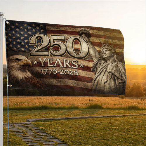 Premium America 250th Anniversary Grommet Flag VPVC120178, America 250th Flag, America 250th Birthday, Best Gifts On Independence Day, Veterans Day.
