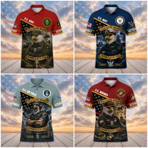 Premium US Veterans Polo Shirt, Gifts For US Veterans, Gifts On Father's Day, Veterans Day, Memorial Day