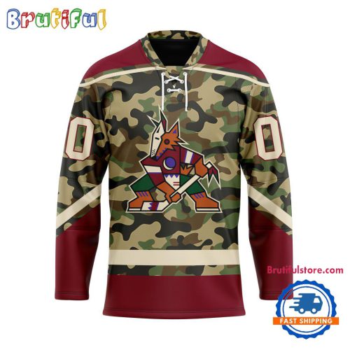 NHL Arizona Coyotes Camo Veterans Custom Hockey Jersey