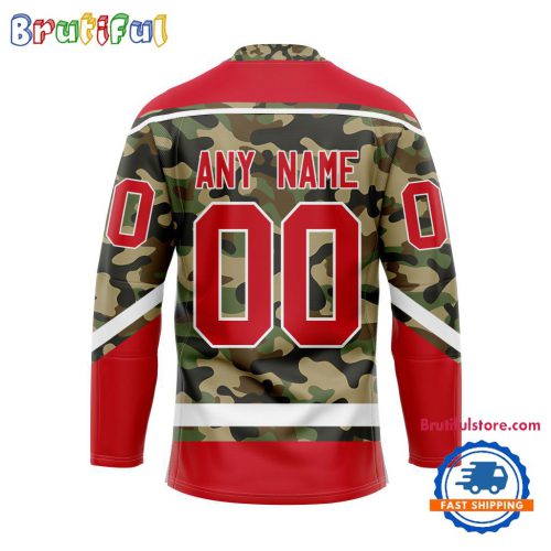 NHL Detroit Red Wings Camo Veterans Custom Hockey Jersey