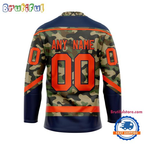 NHL Edmonton Oilers Camo Veterans Custom Hockey Jersey
