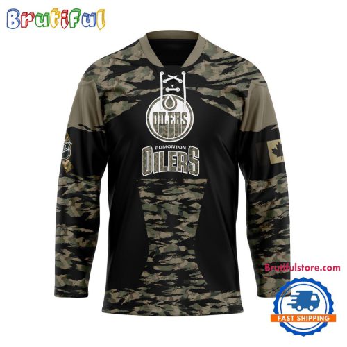 NHL Edmonton Oilers Custom Honoring Veterans Camo Hockey Jersey