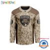 NHL Edmonton Oilers Special Veterans Military Desert Camouflage Design Hockey Jersey