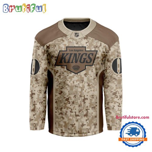 NHL Los Angeles Kings Special Veterans Military Desert Camouflage Design Hockey Jersey