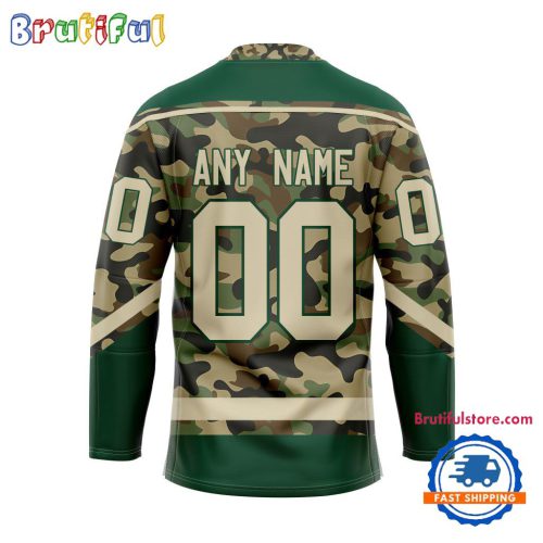 NHL Minnesota Wild Camo Veterans Custom Hockey Jersey