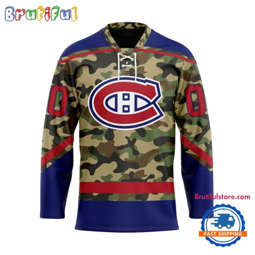 NHL Montreal Canadiens Camo Veterans Custom Hockey Jersey