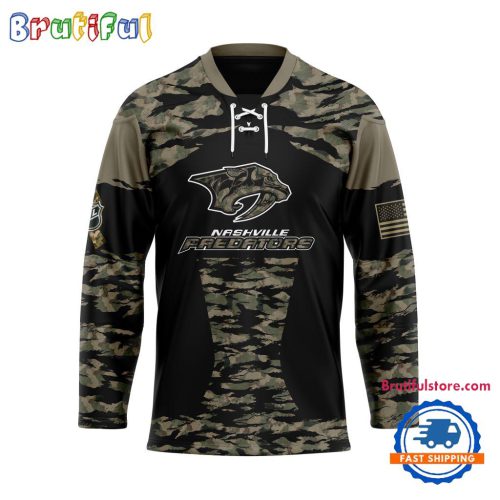 NHL Nashville Predators Custom Honoring Veterans Camo Hockey Jersey