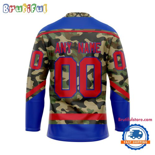 NHL New York Rangers Camo Veterans Custom Hockey Jersey