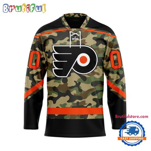 NHL Philadelphia Flyers Camo Veterans Custom Hockey Jersey
