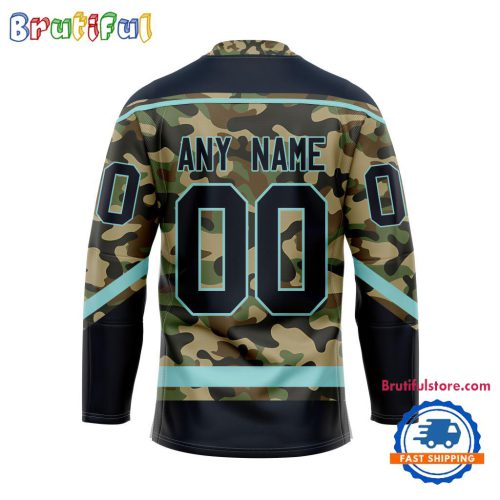 NHL Seattle Kraken Camo Veterans Custom Hockey Jersey