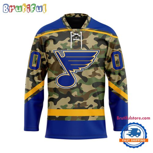 NHL St. Louis Blues Camo Veterans Custom Hockey Jersey