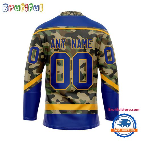 NHL St. Louis Blues Camo Veterans Custom Hockey Jersey