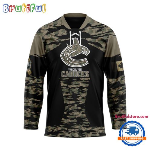 NHL Vancouver Canucks Custom Honoring Veterans Camo Hockey Jersey