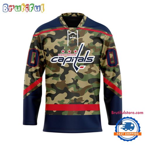 NHL Washington Capitals Camo Veterans Custom Hockey Jersey